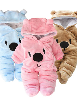 Babies Outfits Winter NewBorn Clothes 2023 New Style Baby Boys Girls Romper Cartoon Bear Plush Cute Overall Jumpsuit For Kids Infant Clothing