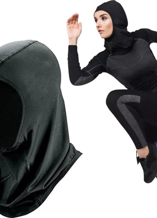 Outwear Women's Sports Hijab Scarf one-Piece Mesh Jersey Muslim Headscarf islamic Turban Caps Breathable Stretchy Non-Slip workout hijab