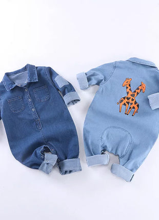 Babies Outfits Soft Denim Baby Romper giraffe Infant Newborn Jumpsuit Babies Boy Girls Costume Cowboy Fashion Jeans Children rompers RM19013