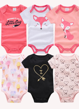 Babies Outfits Kavkas Baby Girls Bodysuits 6 pcs/lot Summer Cotton Baby Clothes Short Sleeve Newborn body bebe 0-3 months Infant Clothing
