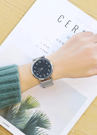 Accessories CCQ Brand Stainless Steel Silver Mesh Watch Unique Arabic Numbers Watches Casual Women Men Quartz Wristwatches Relogio Feminino