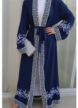 Abaya Middle East Islamic Dubai stitching Lace Embroidered Cardigan Duabi Middle East Fashion Kimono Moroccan