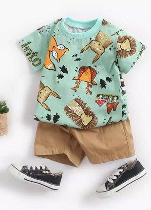 Babies outfits Sanlutoz Cute Infants Boys Clothing Sets Cotton Short Sleeve Baby Tops + Shorts 2Pcs Newborn Cartoon Clothes