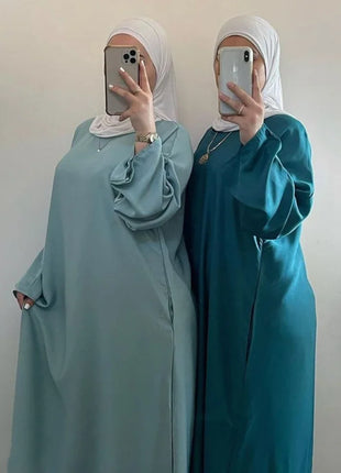 Dress Abaya Dubai Turkey Flare Sleeve Muslim Hijab Dress Plain Closed Abayas for Women Islamic Clothing Kaftan Robe