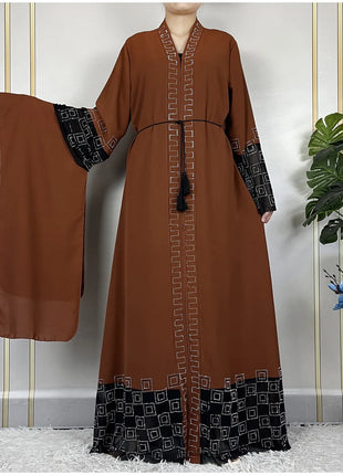 Dresses For Women Elegant Dresses Dubai Party Outfits Long Sleeved Chiffon Dashiki Muslim Women Robe Open African Abaya Clothing