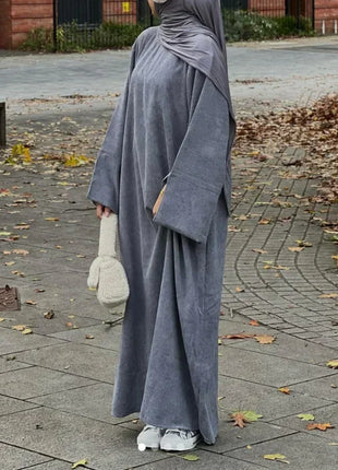 Abaya Corduroy Abaya Dubai Luxury Long Dresses Winter Abayas for Muslim Women Modest Turkish Islamic Clothing Kaftan Hijabi Full Dress