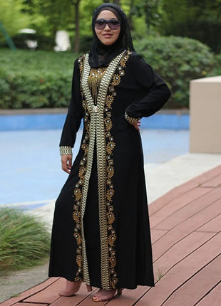 Dress Dubai Arab Islam Abaya Women Muslim Long Dress Sequin Beading Kaftan Robes Elegant Splice Maxi Dresses Islamic Clothing Caftan