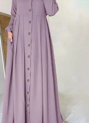 Dress Women Spring Muslim Dress Abaya Kaftan O-Neck Full Sleeved Solid Tunic Robes Bohemian Casual Elegant Islamic Dresses