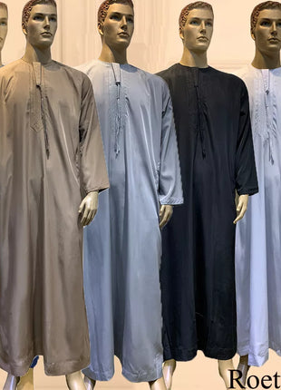 Jubba Long Sleeve Aman Abaya 1Piece Jubba Thobe For Men Kaftan Pakistan Muslim Saudi Arabia Djellaba Islam Clothing Prayer Robe Afghan