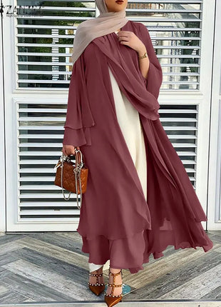 Abaya Fashion Muslim Hijab Abayas For Women Chiffon Open Abaya Kimono Dubai Turkey Islam Kaftan Casual Cardigan Femme Caftan