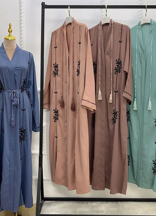 Abaya Woman Kimono Abaya Embroidery Arabic Dress Summer Party Kaftan Open Abayas for Women Dubai Turkey Ramadan Islamic Outfit