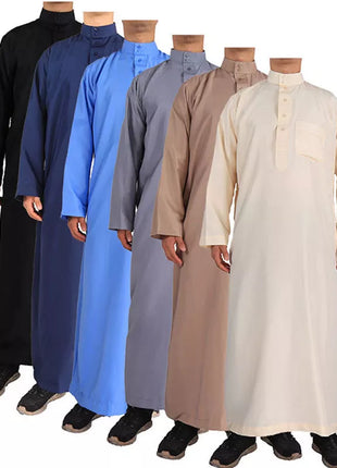 Jubba Muslim Men Clothing Islam Dress Fashion Caftan Black Thobe Saudi Arabia Kaftan Abaya Turkey Dubai Luxury Robe Pakistan Moroccan