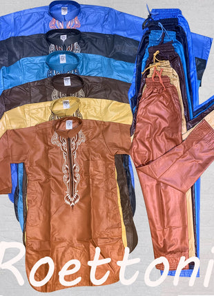 Kids Outfit 2 Pieces Muslim Boys Afghan Kids Dress Set Long Sleeve Thobe For Children Shalwar Kameez Eid Pakistan India 3-16years Old