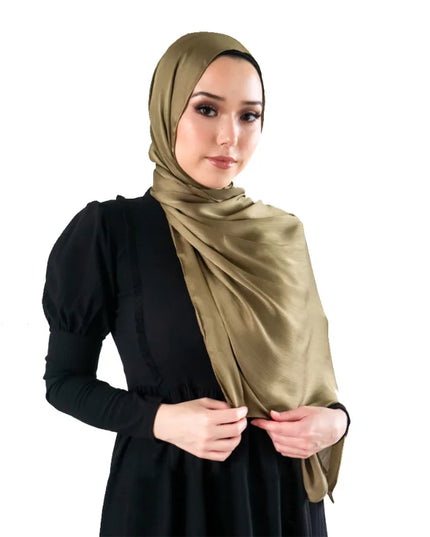 Hijab Pleated Crinkle Crepe Satin Chiffon Scarf Hijabs Luxury Women's Head Wraps Plain Shawl High Quality Long Foulard Scarves Echarpe