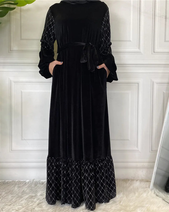 Abaya East Winter Fall Velvet Long Sleeve Women Muslim Fashion Maxi Turkey Dress Ramadan Kaftan Dubai Abaya Islamic Clothing