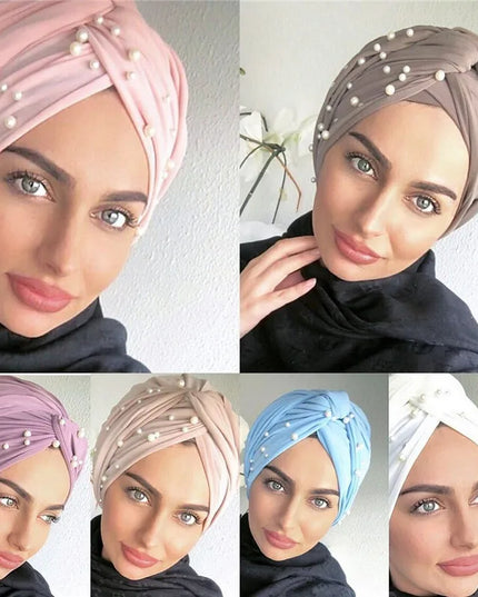 Hijab Turban Caps Twist Velvet Beading Hijab Bonnet Woman Indian Hat Head Wraps Turbante Femme Musulman