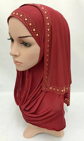 Hijab Fashion Rhinestone Women Lady Muslim Wrap Style Hijab Islamic Scarf Arab Shawls Headwear