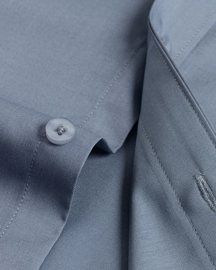 Men's Fashion Bamboo Fiber Long Sleeve Dress Shirts Pocket-less Design Standard-fit Formal Business Casual Easy Care Shirt