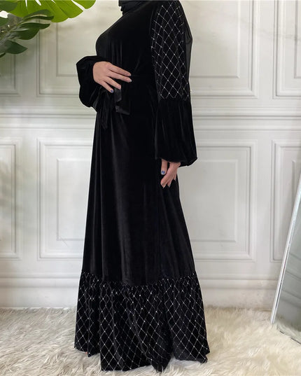 Abaya East Winter Fall Velvet Long Sleeve Women Muslim Fashion Maxi Turkey Dress Ramadan Kaftan Dubai Abaya Islamic Clothing