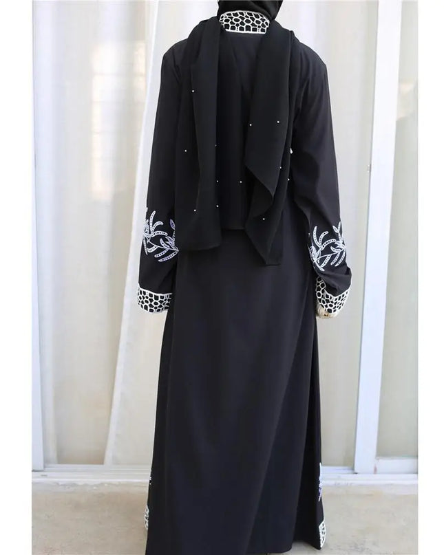 Abaya Middle East Islamic Dubai stitching Lace Embroidered Cardigan Duabi Middle East Fashion Kimono Moroccan