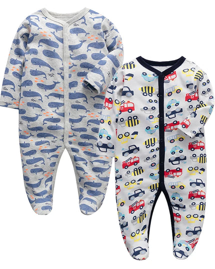 Babies Outfits Clothes Babies Girl Footed Pajamas Roupa Bebe 2 Pack Long Sleeve 3 6 9 12 Months Infant Boy Jumpsuits