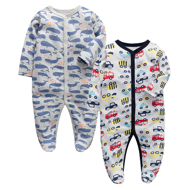 Babies Outfits Clothes Babies Girl Footed Pajamas Roupa Bebe 2 Pack Long Sleeve 3 6 9 12 Months Infant Boy Jumpsuits