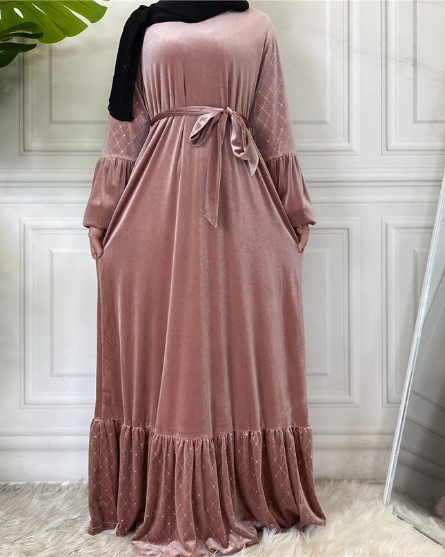 Abaya East Winter Fall Velvet Long Sleeve Women Muslim Fashion Maxi Turkey Dress Ramadan Kaftan Dubai Abaya Islamic Clothing