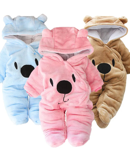 Babies Outfits Winter NewBorn Clothes 2023 New Style Baby Boys Girls Romper Cartoon Bear Plush Cute Overall Jumpsuit For Kids Infant Clothing