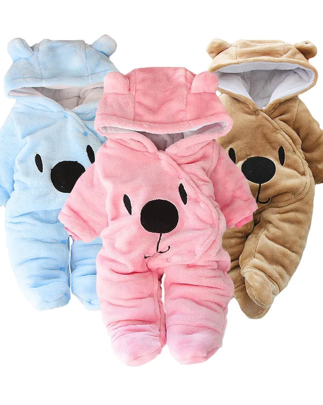 Babies Outfits Winter NewBorn Clothes 2023 New Style Baby Boys Girls Romper Cartoon Bear Plush Cute Overall Jumpsuit For Kids Infant Clothing