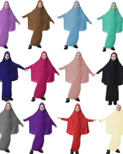 Kids Outfits Muslim Kids Girls Prayer Garment Clothes Overhead Hijab Abaya Islamic Niqab Kaftan Khimar Caftan Arabic Robe Eid Ramadan Dress