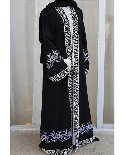 Abaya Middle East Islamic Dubai stitching Lace Embroidered Cardigan Duabi Middle East Fashion Kimono Moroccan