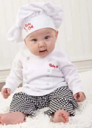 Babies Outfits Toddler Boys Girls Cook Chef Halloween Cosplay Outfits Baby Cook Chef Kitchen Uniform T-shirt Pants Hat Photography Costume