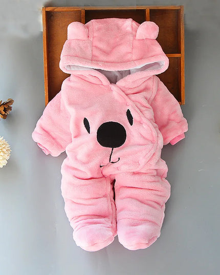 Babies Outfits Winter NewBorn Clothes 2023 New Style Baby Boys Girls Romper Cartoon Bear Plush Cute Overall Jumpsuit For Kids Infant Clothing