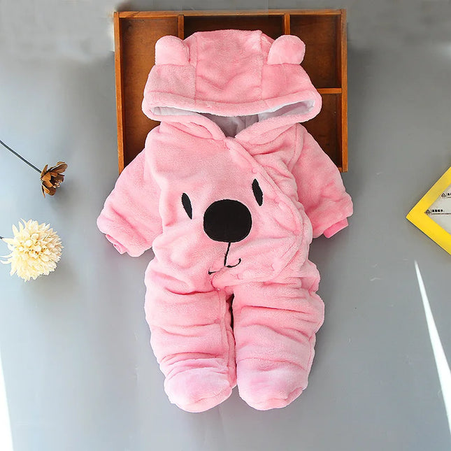 Babies Outfits Winter NewBorn Clothes 2023 New Style Baby Boys Girls Romper Cartoon Bear Plush Cute Overall Jumpsuit For Kids Infant Clothing