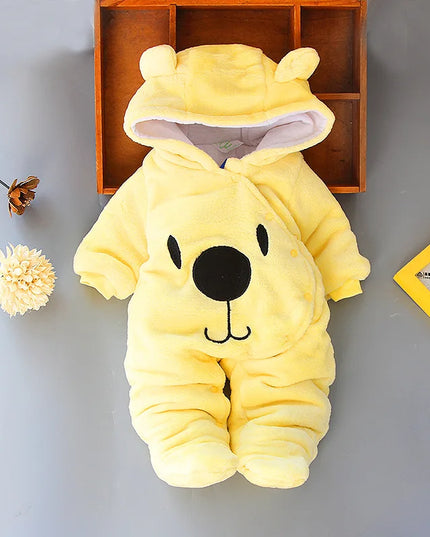 Babies Outfits Winter NewBorn Clothes 2023 New Style Baby Boys Girls Romper Cartoon Bear Plush Cute Overall Jumpsuit For Kids Infant Clothing