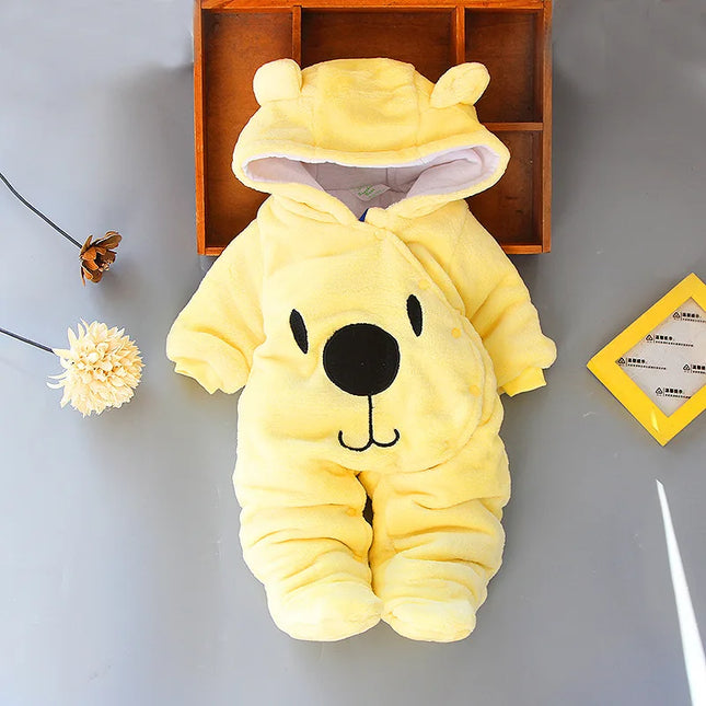 Babies Outfits Winter NewBorn Clothes 2023 New Style Baby Boys Girls Romper Cartoon Bear Plush Cute Overall Jumpsuit For Kids Infant Clothing