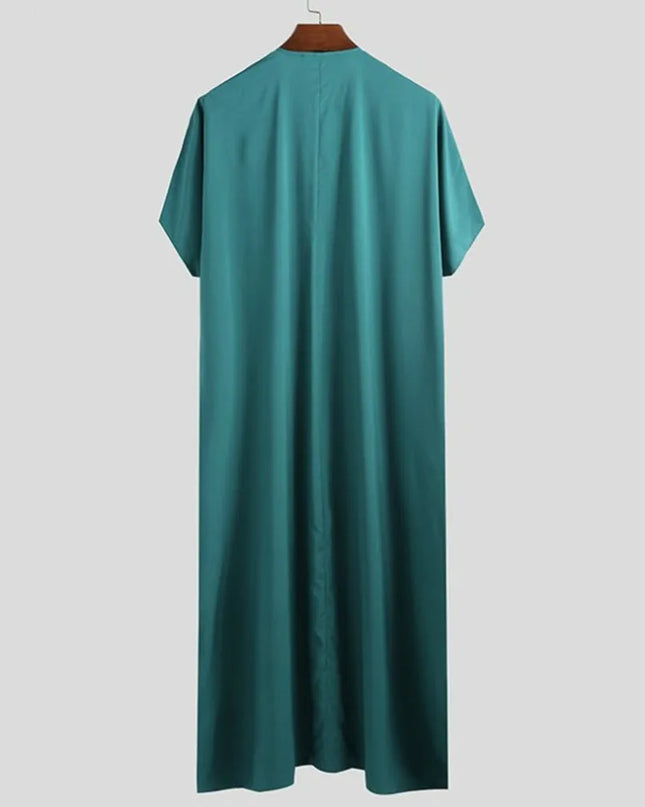 Jubbas Clothing Solid Abaya Jubba Thobe Saudi Arab Dubai Casual Muslim Long Robe Islamic Hombre Short Sleeve Loose Kaftans