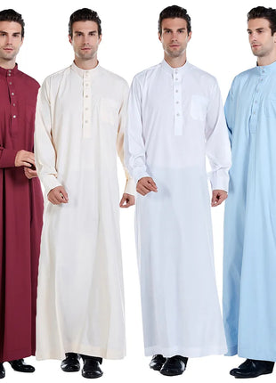 Jubbas Muslim Men Thobe Jubba Robe Long Sleeve Saudi Arab Kaftan Dress Islamic Abaya Loose Middle East Jubba Caftan Costumes Daffah New
