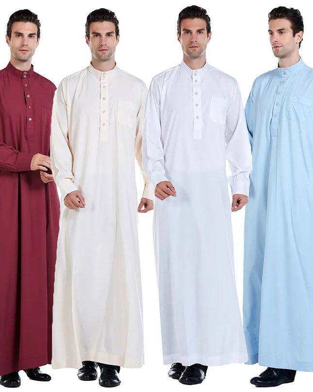 Jubbas Muslim Men Thobe Jubba Robe Long Sleeve Saudi Arab Kaftan Dress Islamic Abaya Loose Middle East Jubba Caftan Costumes Daffah New