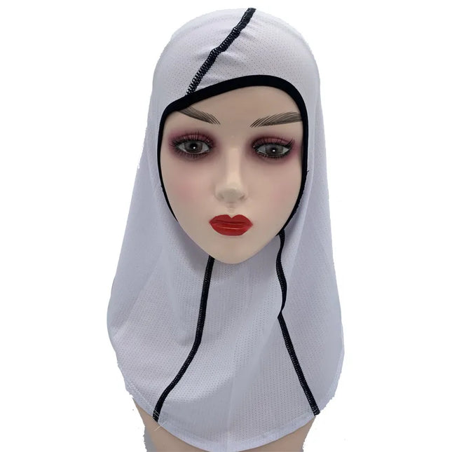 Outwear Women's Sports Hijab Scarf one-Piece Mesh Jersey Muslim Headscarf islamic Turban Caps Breathable Stretchy Non-Slip workout hijab