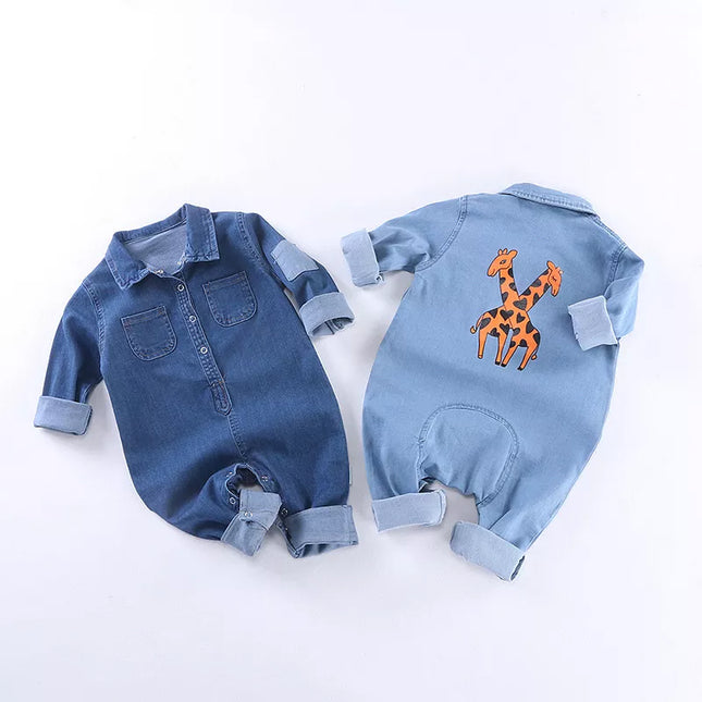 Babies Outfits Soft Denim Baby Romper giraffe Infant Newborn Jumpsuit Babies Boy Girls Costume Cowboy Fashion Jeans Children rompers RM19013