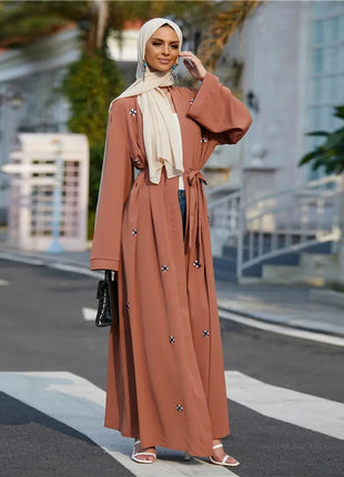 Abaya Ramadan Hand Made Diamond Beading Abaya Kimono Dubai Muslim Cardigan Abayas Women Casual Robe Femme Caftan Islam Clothes F2913w