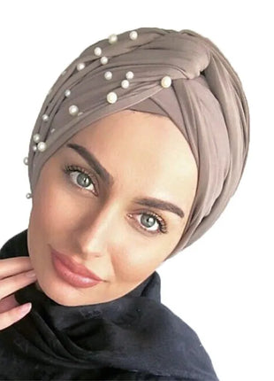 Hijab Turban Caps Twist Velvet Beading Hijab Bonnet Woman Indian Hat Head Wraps Turbante Femme Musulman