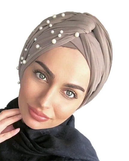 Hijab Turban Caps Twist Velvet Beading Hijab Bonnet Woman Indian Hat Head Wraps Turbante Femme Musulman