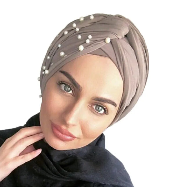 Hijab Turban Caps Twist Velvet Beading Hijab Bonnet Woman Indian Hat Head Wraps Turbante Femme Musulman