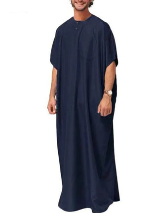 Jubbas Clothing Solid Abaya Jubba Thobe Saudi Arab Dubai Casual Muslim Long Robe Islamic Hombre Short Sleeve Loose Kaftans