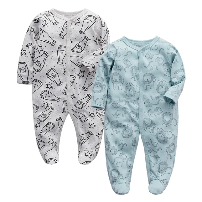 Babies Outfits Clothes Babies Girl Footed Pajamas Roupa Bebe 2 Pack Long Sleeve 3 6 9 12 Months Infant Boy Jumpsuits