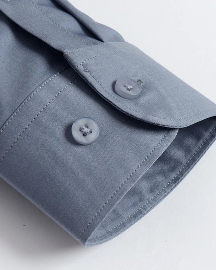 Men's Fashion Bamboo Fiber Long Sleeve Dress Shirts Pocket-less Design Standard-fit Formal Business Casual Easy Care Shirt