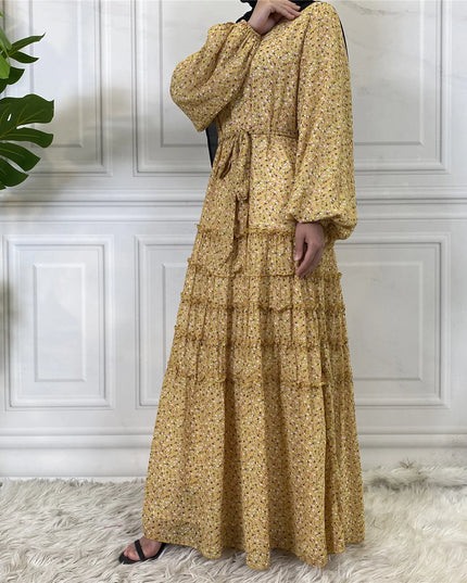 Dress For Women Kaftan Moroccan Broken Flower Abaya Hijab  Muslim Turkish Veiling Clothing Outer Banks