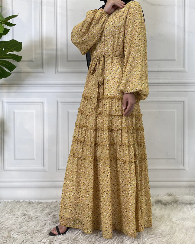 Dress For Women Kaftan Moroccan Broken Flower Abaya Hijab  Muslim Turkish Veiling Clothing Outer Banks